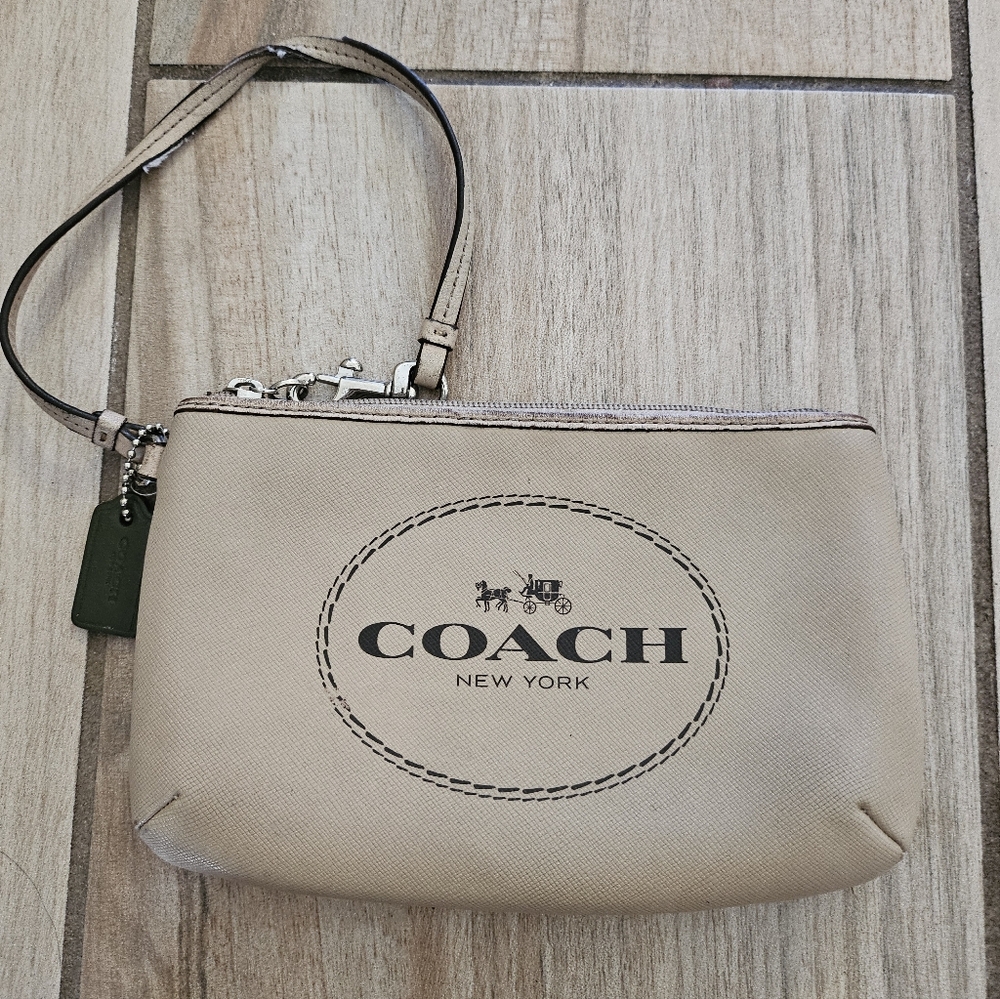 Coach Tan Wristlet with Logo - Picture 2 of 14